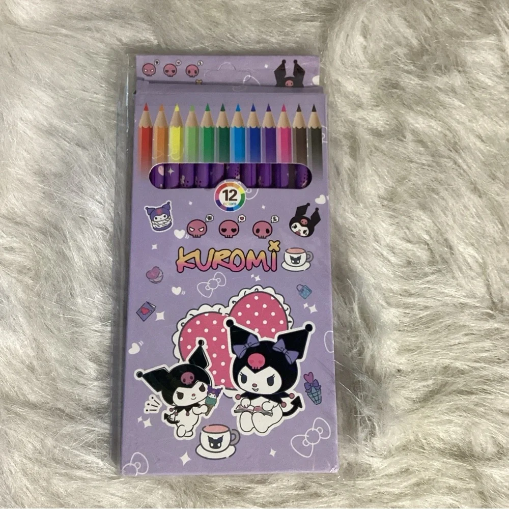 Hello Kitty Kuromi NEW Colored Pencils & Pencil Cup